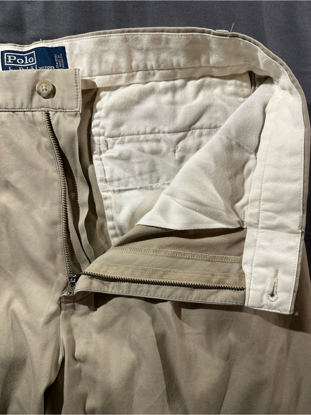 Vintage Polo Ralph Lauren Men’s Pants 33x30 Tan Khaki Cotton Chinos Utility - Picture 4 of 9